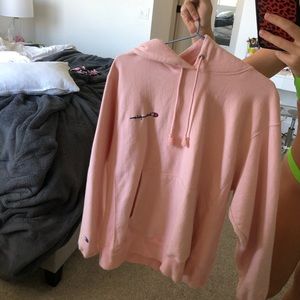 oversized champion pink hoodie